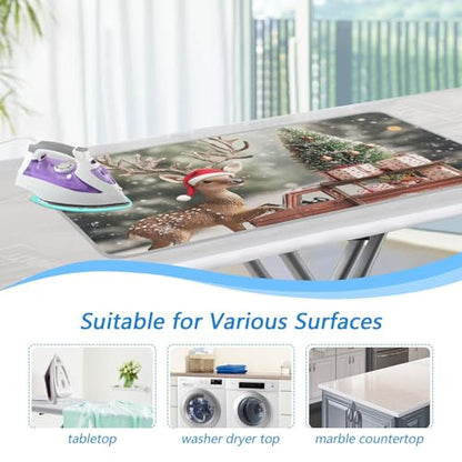 Christmas Tree Elk Truck Ironing Mat for Table top Portable Ironing Pad Blanket for Washer Dryer Countertop Travel - color: Christmas Tree Elk Truck