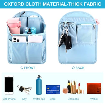 Sweetude 2 Pcs 7.9 x 4.8 x 11 Inch Mini Backpack Organizer Insert Small Shoulder Bag Divider for Rucksack Handbag Shoulder Bag Purse(Light Blue) - color: Light Blue