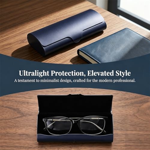 Philley Aluminum Ultra-Light Eyeglasses Case Hard Shell Nearsighted Glasses Case for Women & Men - color: Dark Blue