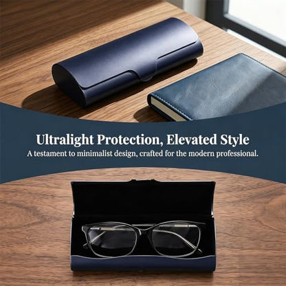 Philley Aluminum Ultra-Light Eyeglasses Case Hard Shell Nearsighted Glasses Case for Women & Men - color: Dark Blue
