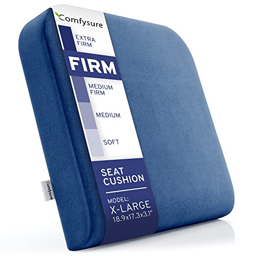 ComfySure Extra Large Wheelchair Seat Cushion - Firm Memory Foam Chair Pad for Wheelchair, Recliner, Office, Car & Bariatric Overweight Users 19”x17”x3” - color: Navy