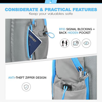 Seektop RFID Anti-Theft Crossbody Bag Sling Backpack for Women & Men, Casual Chest Daypack for Daily Travel - color: Gray