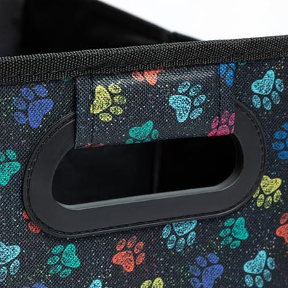 GreaterGood Paws Car Trunk Organizer Foldable Storage Bin with Handles Non Slip Base Pet Gear Travel Tote for SUV Truck (Confetti Paws) - color: Confetti Paws
