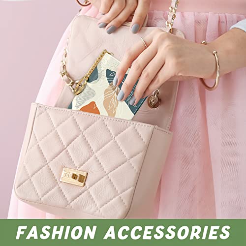 Aiawoxc Credit Card Holder, Small RFID Wallet Slim Leather Card Organizer Case with Zipper and Keychain, Abstract Boho Leaves - color: B-Desert Leaf, size: Keychain