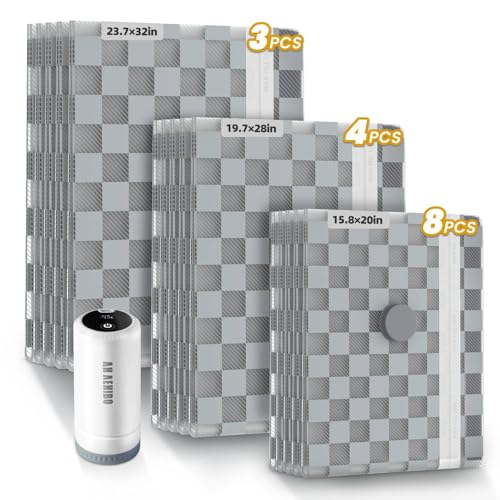 Vacuum Bags for Travel with Rechargeable Digital Display air Pump,15 PCS Combo Travel Size Vacuum Seal Bags for Luggage and Suitcase,Space Saver for Clothes,Home Storage - size: 15 Combo Travel Size