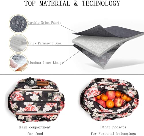 Extra Large Insulated Lunch Tote Bag for Women Men, Leakproof Cooler Lunch Box Shoulder Purse with Side Pockets for Work - Grey - color: Gray