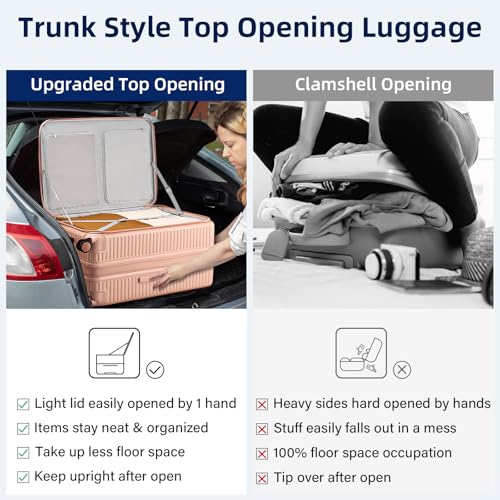 HanTrip Hard Shell Suitcases 28 Inch Large Checked Luggage with Spinner Wheels Cup Holder, Expandable Check in Luggage Lightweight Top Opening Luggage Big Rolling Suitcase with Lock, Pink - color: Pink, size: Expandable 28 Inch