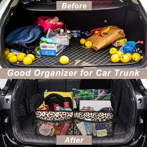 Deosk Trunk Organizer for SUV, Car Organizers and Storage with Reinforced Handles, Car Accessories for Women/Men - Large, Leopard Print - color: Leopard print, size: Large
