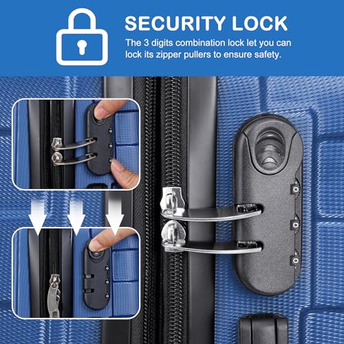 SUPER DEAL Spinner Luggage 21 Inch Hardside Expandable Suitcase Travel Carry On Luggage with 360° Swivel Wheels and Height Adjustable Handle, Blue - color: Blue