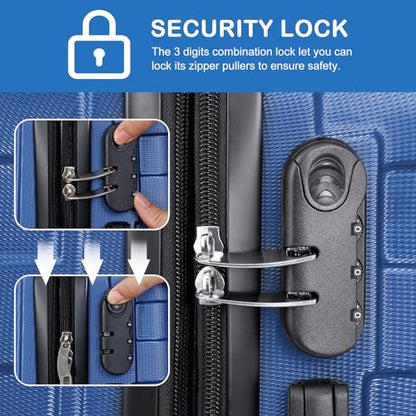 SUPER DEAL Spinner Luggage 21 Inch Hardside Expandable Suitcase Travel Carry On Luggage with 360° Swivel Wheels and Height Adjustable Handle, Blue - color: Blue