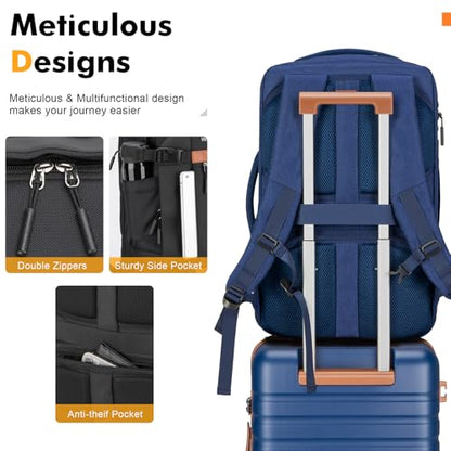 Luggage Sets 3 Piece with Spinner Wheels, Lightweight PC Hardside Suitcase with TSA Lock & YKK Zippers, 20 Inch Carry On Luggage with Travel Bag for Men and Women, Blue - color: Blue, size: 3 Piece Set (20inch)