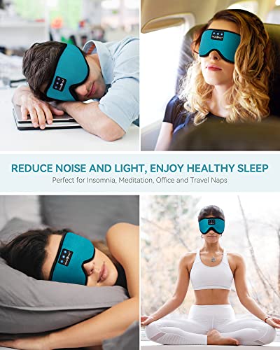 MUSICOZY Sleep Headphones 3D Bluetooth 5.4 Headband Sleep Mask, Wireless Sleeping Headphones Music Earbuds Eye Mask for Side Sleepers Travel with Speakers Cool Gadgets Gifts - color: Blue