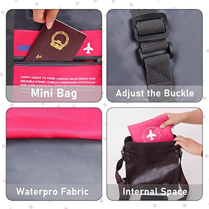 Foldable Travel Duffel Bag 2PCS Sports Gym Tote Water Resistant Carry on Luggage bag Weekender Overnight Bag (Pink+Blue) - color: Blue+Pink
