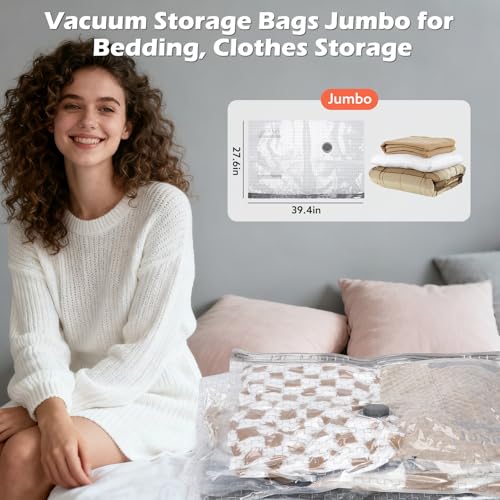 Vacuum Storage Bags Jumbo with Wireless Charging Air Pump, 10 Pack Vacuum Seal Bags 27.6x39.4 inches, Compression Bags for Blankets, Comforters, Pillows, Bedding,Down Jacket, Clothes Storage - size: 10 Jumbo Pack