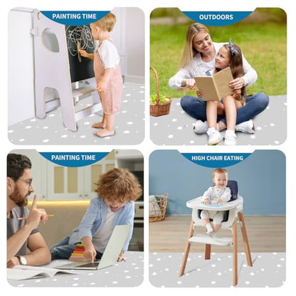High Chair Splash pad, 51" 51 Non-Slip Waterproof Multi-Purpose Splash pad, Washable Splash pad for high Chair Floor Protection Table Cloth Portable Early Education Picnic Play mat (Star) - color: Five-pointed Star
