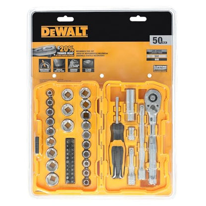 DEWALT Mechanics Tool Set, 3/8" Drive, 50 Piece (DWMT45423) - style: New 3/8" 50 Piece Set