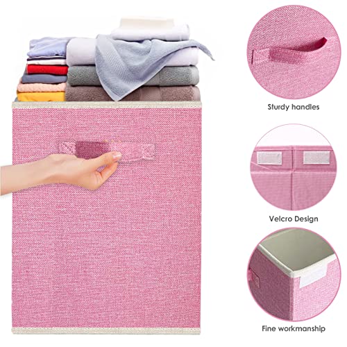 Large Collapsible Toy Storage Box with Lid & Handles - Kids Organizer Chest for Toys, Clothes, Blankets (Pink, Nursery, Playroom, Bedroom)-24.5''×13''×16'' - color: PINK