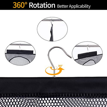 Breathable Mesh Laundry Hamper, Bringing Hooks Foldable Hanging Shower Caddy, Fast Drying Portable Space Saving Storage Bag, Applied to College Dorm Rooms, Gym, Swimming and RV Travel (Black) - color: Black