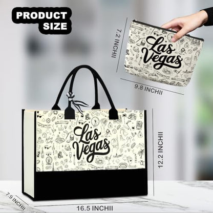 Seattle Italy Chicago New York Las Vegas Paris Gifts for Women Canvas Tote Bag Mother's Day Gifts for Women - color: Lasvegas