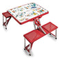 Picnic TIME Portable Folding Picnic Table with Seats for 4, Collapsible Aluminum Table with Benches & Umbrella Hole, Lightweight Foldable Table for Camping, Travel, Backyard, Tailgating | with Umbrella Hole - color: Play Town - Red