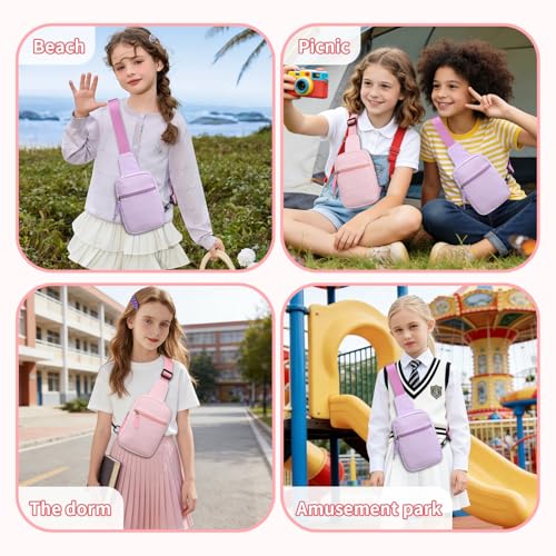 Birthday Gifts for 8 9 10 11 12 Year Old Teens Girls Kids, Fanny Pack Crossbody Bag Sling Belt Bags Purse, Dorm Travel Essentials for Girls Fashion, Preppy Tween Teen Girl Gift Trendy Stuff - color: Bean Pink Stripes