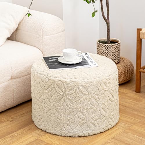 Plush Multi-Functional Ottoman Pouf – Ergonomic Ottoman Foot Rest with Space-Saving Design, Perfect Under Desks, Couches & Sofas (Linen) - color: Linen