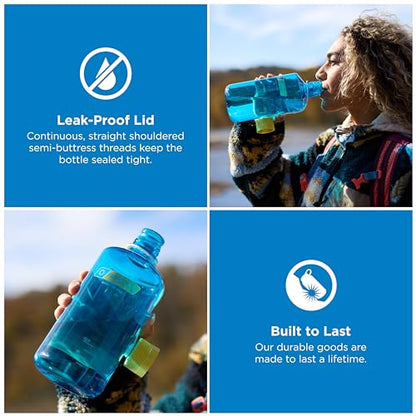 Nalgene 32 oz Narrow Mouth Water Bottle | BPA-Free, Durable & Leak Proof, Lightweight for Hiking & Gym – Thrill & Motion, Blue Atoll w/Endive - color: Blue Atoll w/Endive, size: 32 Ounces