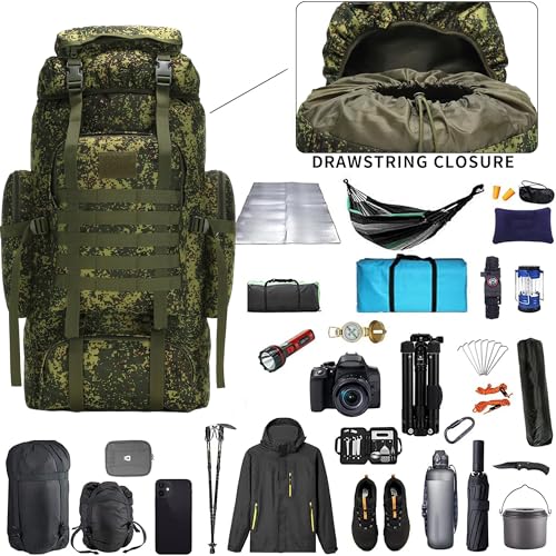 Hiking Backpack for Men 70L/100L Camping Backpack Military Rucksack Molle 3 Days Assault Pack for Climbing | Camping Backpack - color: 70l-greenmix