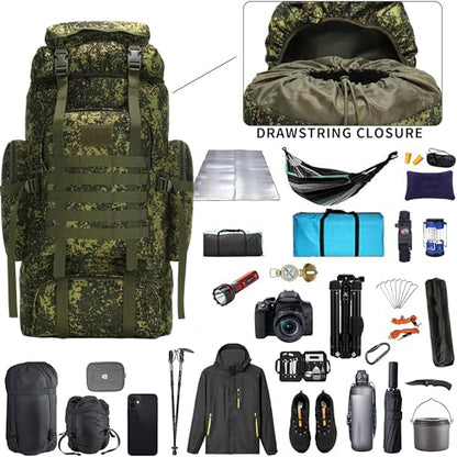Hiking Backpack for Men 70L/100L Camping Backpack Military Rucksack Molle 3 Days Assault Pack for Climbing | Camping Backpack - color: 70l-greenmix