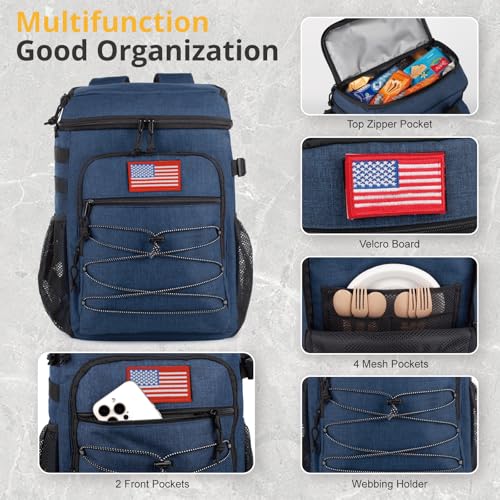 25L Backpack Cooler Keep All Drink Cold for Long Periods of Time Cooler Backpack Insulated Waterproof Portable High Durability Small Cooler Backpack with Compartment for Hiking Camping Beach - color: Blue