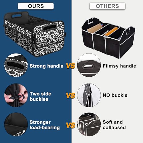 Deosk Trunk Organziers and Storage with Reinforced Handles,Car Accessories for Women/Men 50L Waterproof Polyester Trunk Organzier for Car/SUV/Minivan/Truck(Medium, Cow print) - color: Cow print, size: Medium