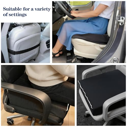 Car Seat Cushion High Density Foam Wedge Car Seat Cushions with Removable Extension pad for Short People to Improve Driving View for Long Driving Travel Washable Cover