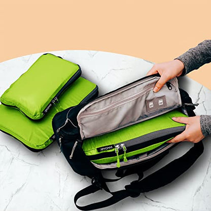 BAGAIL 5 Set Ultralight Compression Packing Cubes Travel Accessories Expandable Packing Organizers(Green) - color: Green