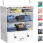 Compressible Packing Cubes Portable Hanging Closet Shelves 17"x12"x24" Extendable Travel Organizer Nylon Packing Bags for Suitcase - color: White