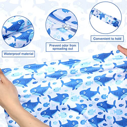 Shappy 2 Pack Large Travel Laundry Bags, Large Wet Dry Waterproof Dirty Clothes Bag for Suitcase, Swimsuit Beach Gym College Dorm Wet Bag(Shark) - style: Shark