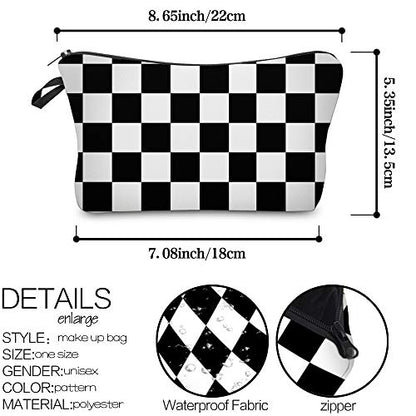 Deanfun Cosmetic Bag for Women, Black White Lattice Waterproof Makeup Bags Roomy Toiletry Pouch Travel Accessories Gifts (51782) - color: 51782