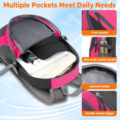 sunhiker Small Hiking Backpack Women Men 20L Lightweight Travel Backpack Daypack Casual Backpack For Cycling Outdoor Camping - color: Hot Pink