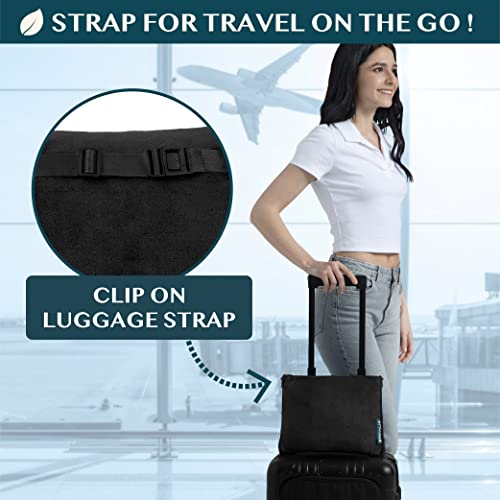 PAVILIA Travel Blanket Pillow, Soft Airplane Blanket 2-in-1 Combo Set, Plane Blanket Compact Packable, Flight Essentials Car Pillow, Travelers Gifts Accessories, Luggage Backpack Strap, 60x43 Black - color: Black