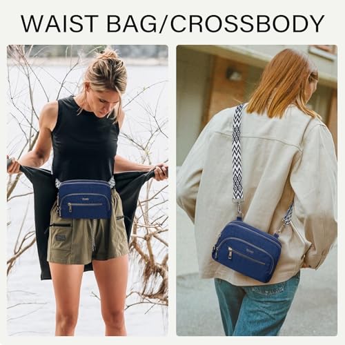 CLUCI Anti Theft Crossbody Bags for Women Travel Small Crossbody Bag Purses for Women RFID Nylon Belt Bag - color: Blue