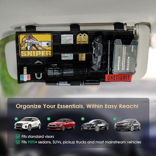 ONETIGRIS Molle Visor Panel Organizer, Tactical Car Sun Visor Organizer Molle Patch Panel Vehicle Visor Storage Holder Pouch, Molle Webbing with Hook-and-Loop Straps for Cars, Trucks, Suvs etc. - style: A