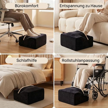 Foot Rest for Under Desk at Work, Office Footrest with Warm Feet Pocket,Ergonomic Under Desk Footrest with Washable Cover, Stool for Office Chair & Back &Pain Relief (Black+) - color: Black+
