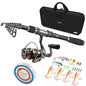 PLUSINNO Fishing Rod, Telescopic Fishing Rod and Reel Combo, Collapsible Travel Fishing Pole Rod Starter Kit, Carbon Fiber Fishing Rods and 12 +1 Bearings Stainless Steel, Fishing Gifts for Men Adults - color: Full Kit with Carrier Case, size: 1.8m 5.91ft