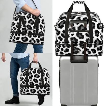 Travel Duffel Bag Animal Leopards Print Weekender Bag with Shoe Compartment Foldable Overnight Bags for Travel Sports Lightweight Gym Bags for Men Women - color: Animal Leopards Print