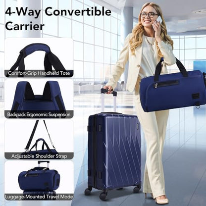 Hoteel Luggage Sets 3 Piece, 4-Year Warranty, Durable Suitcase Set with Spinner Wheels, 100% PC Hard Shell Lightweight Luggage with TSA Lock, Large Checked Travel Suitcases, Dark Blue(20IN/DB/TB) - color: Dark Blue, size: 20/TB/（LB/DB）