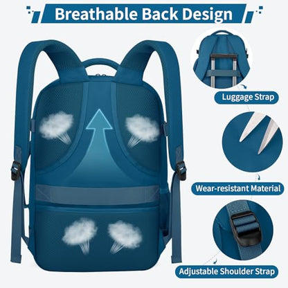 ZOMFELT Travel Backpack for Women Men, Carry On Backpack, TSA 15.6inch Laptop Backpack Flight Approved, Personal Item Travel Bag Nurse Bag Casual Daypack for Weekender Business Trip, Blue - color: Blue