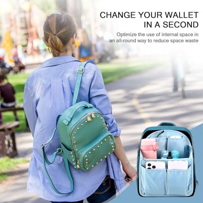 Sweetude 2 Pcs 7.9 x 4.8 x 11 Inch Mini Backpack Organizer Insert Small Shoulder Bag Divider for Rucksack Handbag Shoulder Bag Purse(Light Blue) - color: Light Blue