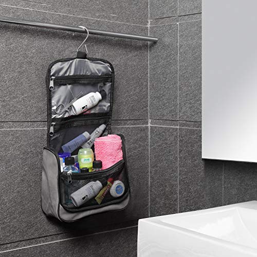 Lewis N. Clark Brushed Twill Hanging Toiletry Kit Bag for Travel Accessories, Shampoo, Cosmetics + Personal Items, Gray - color: Gray