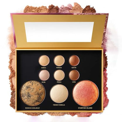 K'APEINE All-in-One Makeup Palette, 9 Colors Neutral Baked Face Kit with Eyeshadow, Blush, Highlighter & Contour | Everyday Nude Matte Shimmer Finish for Women - 01# - color: Golden Holiday (9 Colors)