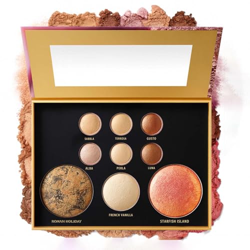 K'APEINE All-in-One Makeup Palette, 9 Colors Neutral Baked Face Kit with Eyeshadow, Blush, Highlighter & Contour | Everyday Nude Matte Shimmer Finish for Women - 01# - color: Golden Holiday (9 Colors)