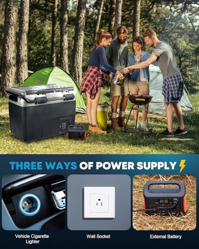 Kohree 12V Car Refrigerator, 53 Quart (50L) Portable Refrigerator, Dual Zone -4℉-68℉ Car Fridge Portable Freezer 12/24V DC and 100-240V AC for RV, Camping,Travel - size: 53Qt Dual Door